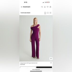 LONG JUMPSUIT WITH ASYMMETRICAL NECK – MANGO size M